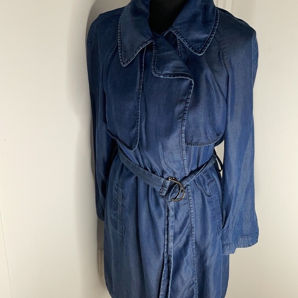 Zara Denim Couture Trench Jacket Size S - Picture 4 of 9